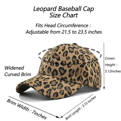 Baseball Hats for Women Men Adjustable Leopard Print Dad Trucker Hat Cotton Sun Protection Caps Sports Golf Medium - color: Dark Khaki -Leopard
