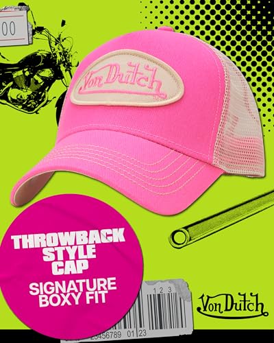 Von Dutch Unisex Trucker Hat, Colorblock, Mesh Back, Curved Bill, Snapback - color: Pink