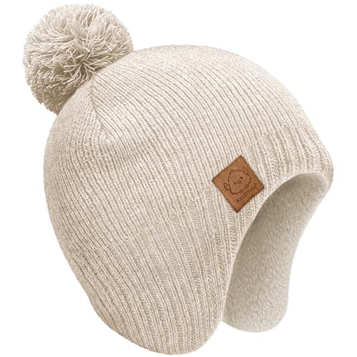 KeaBabies Baby Beanies, Winter Baby Hats for Boys, Girls (Cream, 6-36M) - color: Cream
