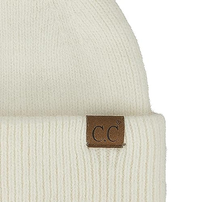 C.C Fuzzy Beanie for Women Unisex - Acrylic Stretchable Soft Warm Knit Winter Skully Hat - color: Angora-ivory