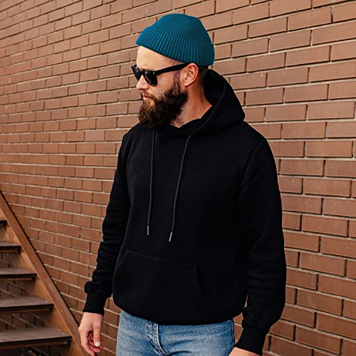 ROYBENS Swag Wool Knit Cuff Short Fisherman Beanie for Men Women Winter Hat - color: 1 Steel Blue