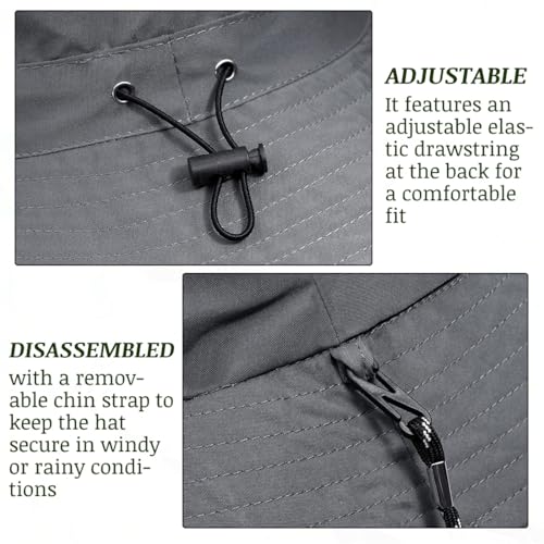 Unisex Waterproof Foldable Bucket Hat Packable Sun Cap for Hiking - color: Dark Gray