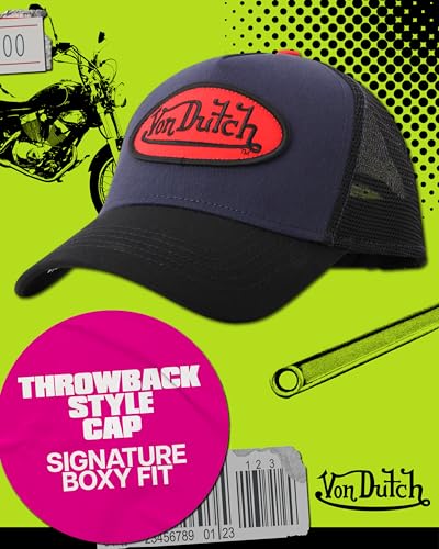 Von Dutch Unisex Trucker Hat, Colorblock, Mesh Back, Curved Bill, Snapback - color: Obsidian/Black
