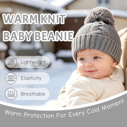 JANGANNSA Winter Knit Baby Hat Twist Warm Beanie for Boy Girl Fall Baby Cap - color: Gray, size: 1-3T