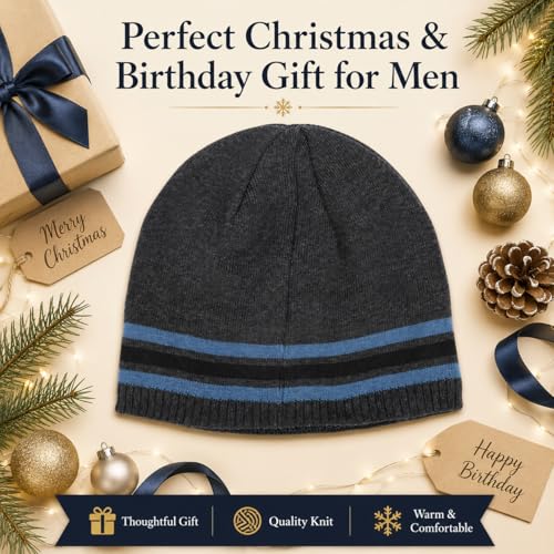 Oversize XXL Winter Beanie Knit Hat for Men - color: A1-charcoal Grey