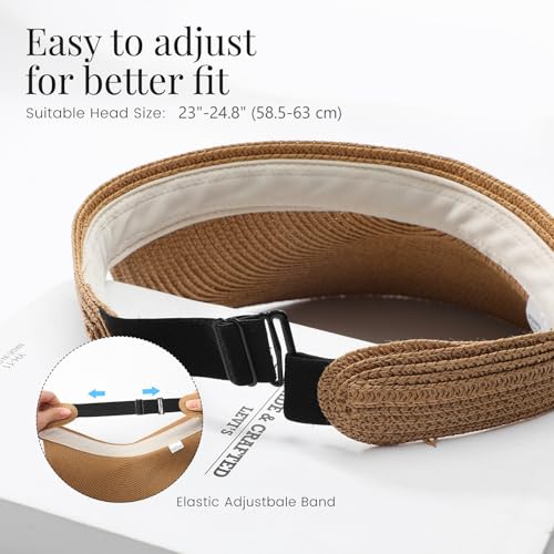 Beach Sun Straw Hats for Women, UPF 50+ UV Sun Protection Summer Straw Hat - color: 13cm - Khaki