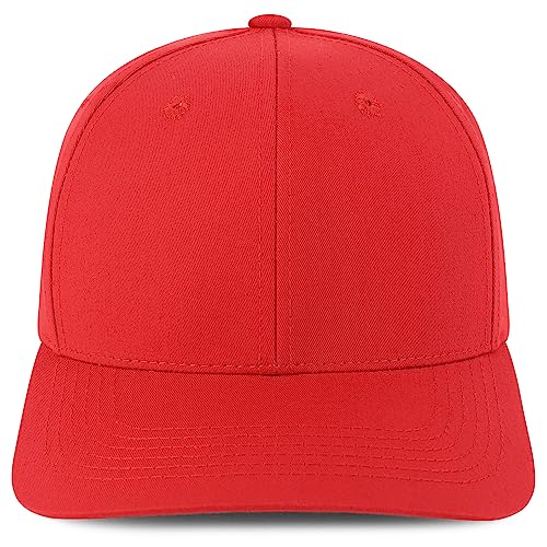 Trendy Apparel Shop Structured High Profile 6 Panel Curved Bill Snapback Baseball Cap - color: Red