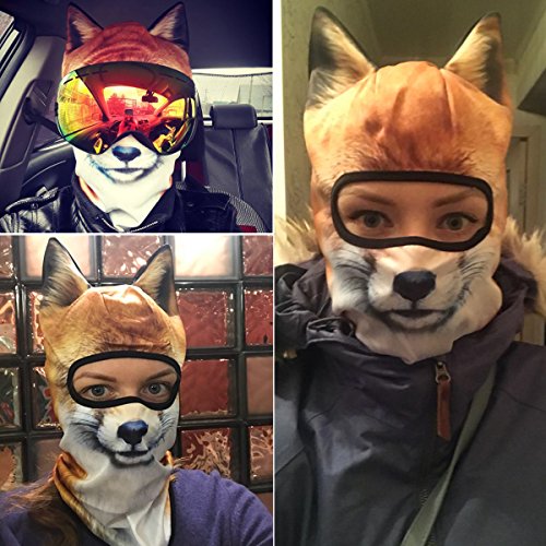WTACTFUL 3D Animal Ears Balaclava, Breathable Face Mask for Halloween - color: Fox Meb-08