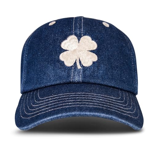 Lucky Brand Classic Cotton Adjustable | Dad Hat | Baseball Cap | Golf | Fishing | Low Profile | 5 Panel Design - color: Lucky Clover - Light Denim
