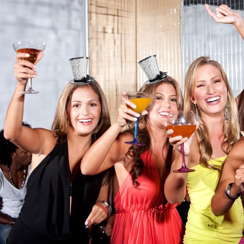 WLBON Halloween Mini Top Hat Headband 1920s Bow Sequins Hair Hoops Bands Fascinator Headpiece Hairband Women Christmas Holiday Festival Parade Cosplay Dress Up Birthday Tea Party Accessories Silver - color: Silver Tone
