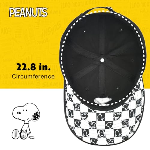 Concept One Unisex Adult Peanuts Snoopy Dad Hat, Adult Cotton Adjustable Baseball Cap with Curved Brim - color: Black
