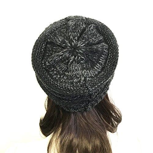 allydrew Winter Thick Knit Beanie Slouchy Beanie for Men & Women - color: Two Tone, Charcoal Gray