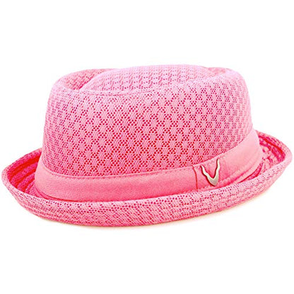 The Hat Depot Unisex Light Weight Classic Soft Cool Mesh Pork Pie hat - color: Light Pink, size: Large-X-Large