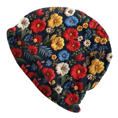 Slouchy Beanie Hat Skull Cap Chemo Headwear Baggy Hats for Men Women Running Cycling - color: Colorful Floral