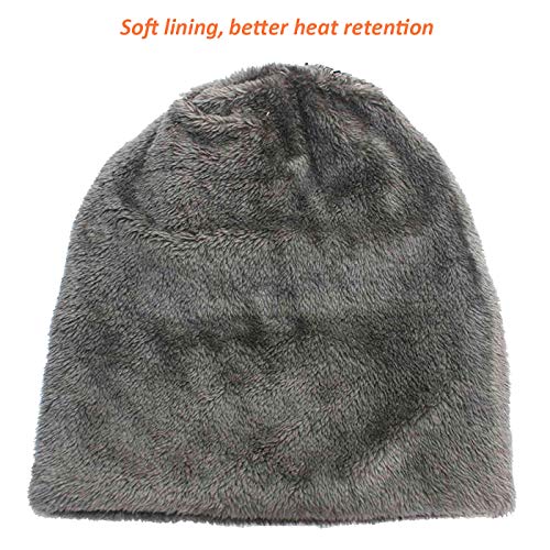 Winter Beanie Hat for Boys Girls (5-14 Years) Slouchy Beanie Windproof Warm Knit Kids Skull Cap - color: Hat(light Gray)