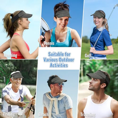 Foldable Sports Sun Visor Hat - Adjustable Running Golf Tennis Cap with Mesh&Reflective Design, Quick Drying for Men & Women - color: Gray/Non-reflective
