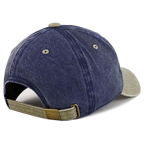 Trendy Apparel Shop Dachshund Embroidered Dog Theme Low Profile Dad Hat Cotton Cap - color: Navy Khaki