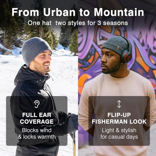 TOP-EX PolarWool Merino Wool Beanie with Soft Polartec Fleece Lining - color: Grey, size: Medium-Large