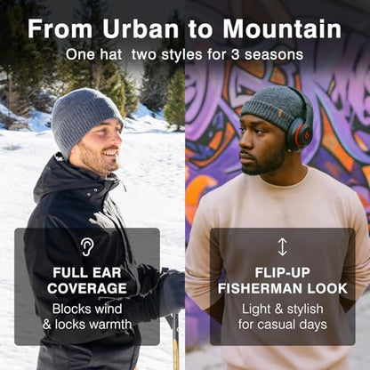 TOP-EX PolarWool Merino Wool Beanie with Soft Polartec Fleece Lining - color: Grey, size: Medium-Large