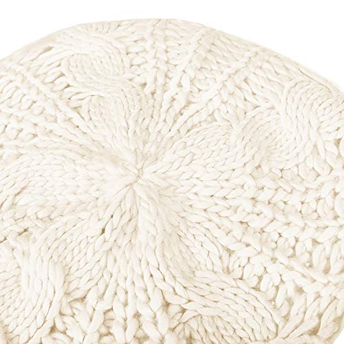 SATINIOR 2 Pcs Women Crochet Beret Solid Color Knit Beanie Hats Lightweight Ladies Slouchy French Beret Hats (Black, Beige)