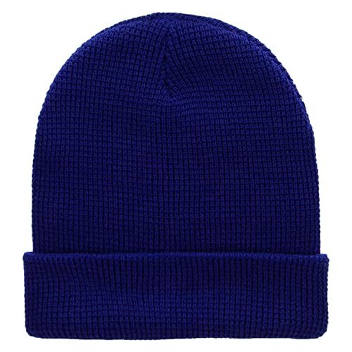 Waffle Knit Cuff Beanie - color: Royal