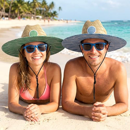 Cuffbow 2 Pack Straw Sun Hats for Women Men - style: Wave Stripe