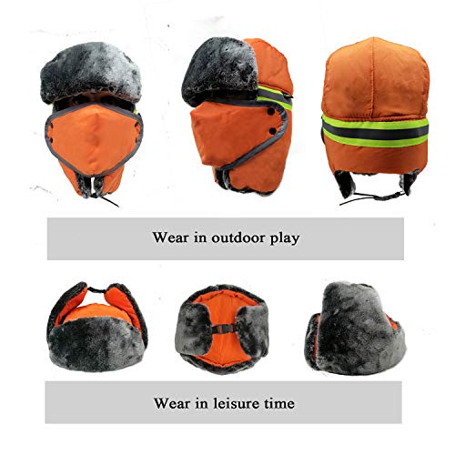 Winter Trapper Hats Ushanka Russian- Men Women Trooper Ear Flaps Hunting Face Masks Ski Snow Cold Weather - color: Yellow