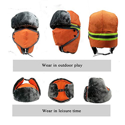 Winter Trapper Hats Ushanka Russian- Men Women Trooper Ear Flaps Hunting Face Masks Ski Snow Cold Weather - color: Yellow