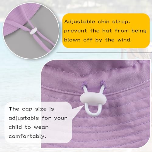 Peecabe Summer Baby Sun Hat for Boys Girls UPF 50+ Wide Brim Toddle Bucket Hat Adjustable Baby Beach Cap 0-8 Years - color: A-purple, size: 6-24 Months