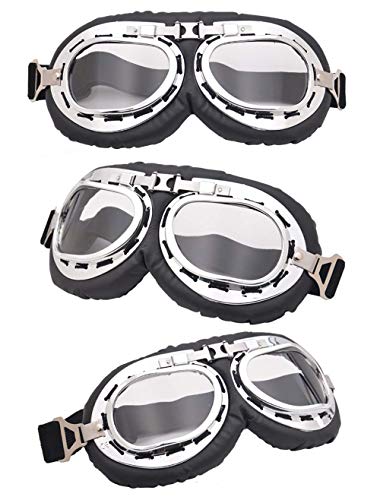 Peicees Aviator Hat and Goggles Pilot Costume Set for Adult Men and Women - style: Blue Hat+white Frame/Clear Lens