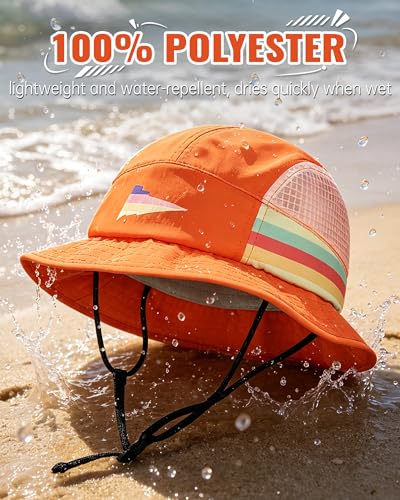 Clakllie Quick Dry Surf Bucket Hat with Strap Waterproof Sun Hat Packable Boonie Hats for Men UPF 50+ Beach Hiking Hats - color: Sh2601-neonorange