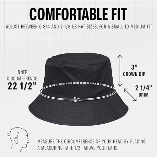 Rave Bucket Hat for Women & Men - Cute Bucket Hats - Festival Hat Adjustable 50+ SPF Protection Rave Accessories - color: Solid Black