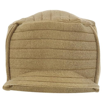 Armycrew Flat Top Army Style Knitted Visored Beanie Cap - color: New Khaki
