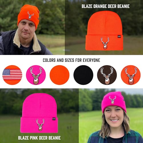 Blaze Orange Deer Hunting Hat, Stretchy Knit Hunting Beanie, One Size - color: Pink, style: 1 Pack