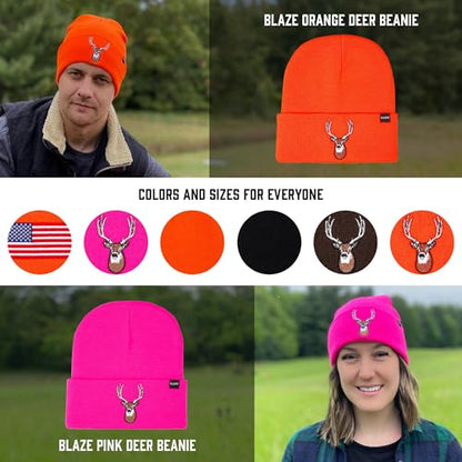 Blaze Orange Deer Hunting Hat, Stretchy Knit Hunting Beanie, One Size - color: Pink, style: 1 Pack