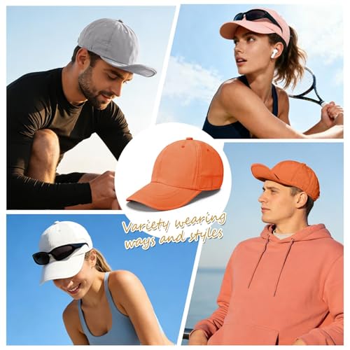 ZOORON Soft Brim Baseball Cap Low Profile Unstructured Dad Hat, Adjustable Washer Friendly Sport Hats for Golf Running - color: 1pack-orange