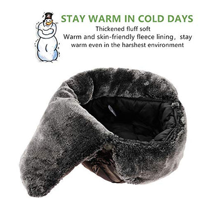 Camouflage Winter Bomber Trapper Hats Ushanka -Men Women Russian Trooper Ear Flaps Ski Snow Cold Weather Fur Mens Caps - color: Green