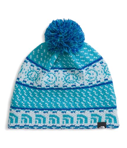 THE NORTH FACE Kids' Cabin Ski Tuke | Winter Hat With Novelty Jacquard Graphic, Sustainable Fabric, Removable Pom - color: Polar Haze Jacquard