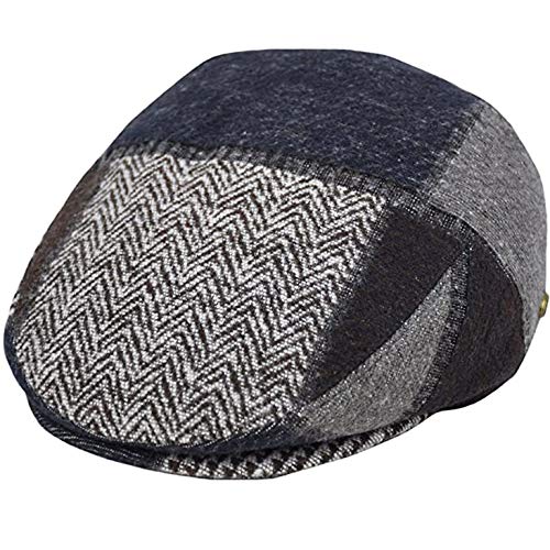 EPOCH Men's Herringbone Wool Tweed Newsboy Ivy Cabbie Driving Cap - color: 2761-brown, size: Large