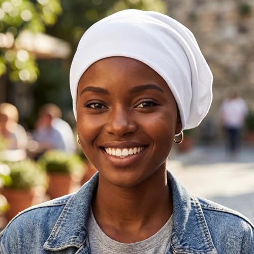 Bohend Bohemian Beanie Hats Headwear Cap Stretch Non Slip Bandanas Sleep Turbans Hats for Women Men Close top Head Covering - style: Pure Light Style 1