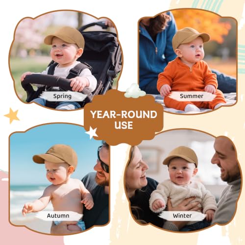 Durio Baby Baseball Cap UPF 50+ Infant Sun Hat Elastic Back 0-12 Months - color: Brown, size: 6-12 Months