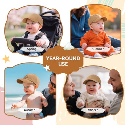 Durio Baby Baseball Cap UPF 50+ Infant Sun Hat Elastic Back 0-12 Months - color: Brown, size: 6-12 Months