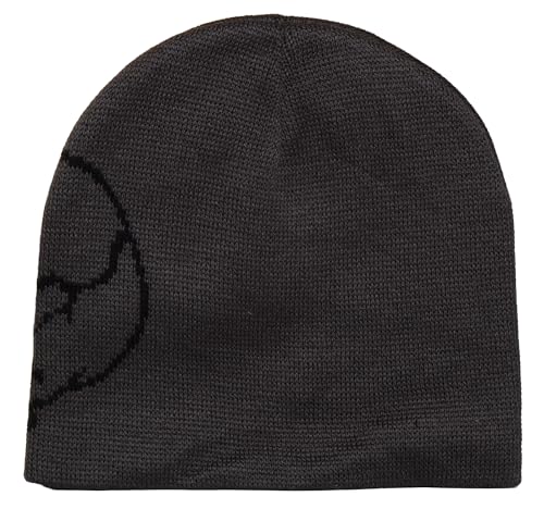 TOP HEADWEAR Skull Beanie Short Knit Cuffless Winter Hat Embroidered Skulls - color: Grey Skull