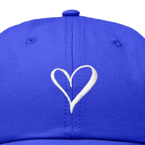 Hand Drawn Heart Hat Womens Embroidered Baseball Cap - color: Royal Blue