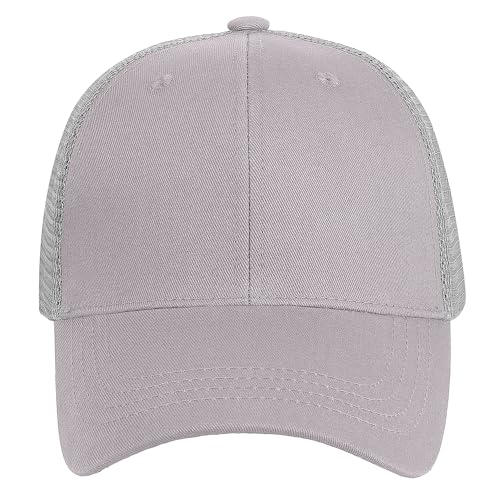 Falari Trucker Hat Baseball Cap Structured Plain Design 6 Panel, Adjustable Size - color: 1pk Light Gray