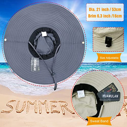 HUAMULAN Men Wide Brim Sun Hat Summer Outdoor Women Bucket Fishing Hats - color: A4-darkgray