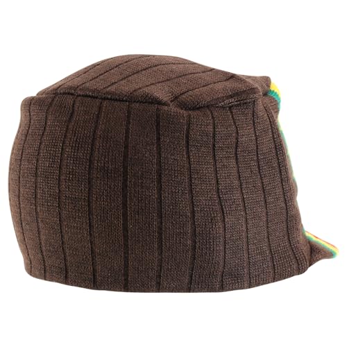 Armycrew Flat Top Army Style Knitted Visored Beanie Cap - color: Brown Rgy