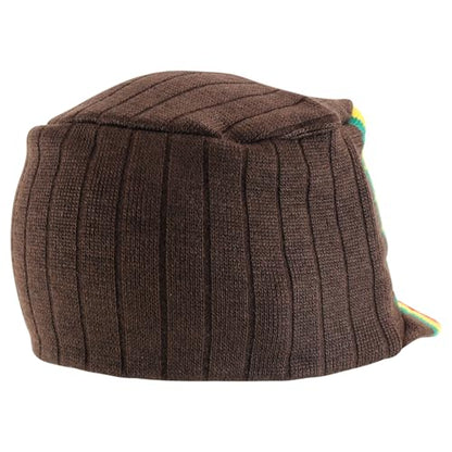 Armycrew Flat Top Army Style Knitted Visored Beanie Cap - color: Brown Rgy