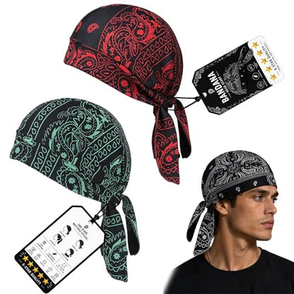 Cooling Skull Cap Helmet Liner, Breathable Elastic Bandana Cooling Headscarf Cap for Men Women - color: 2pcs-c