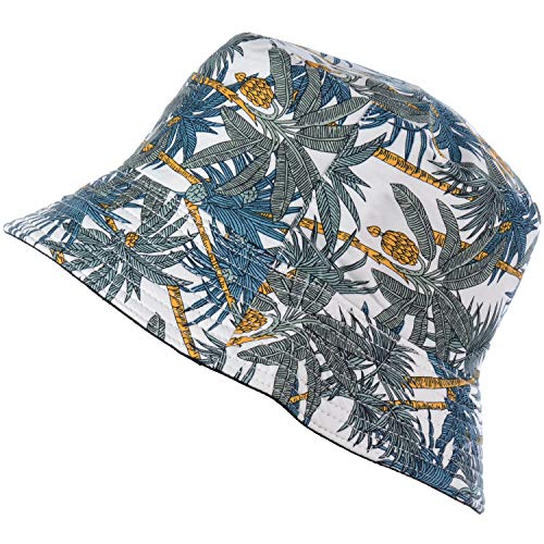 BYOS Unisex Trendy Reversible Lightweight Printed Bucket Hat Packable Outdoor - color: White Sand Palm Tree